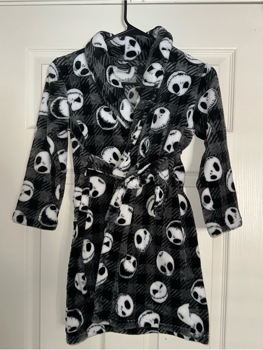 Kids Black & White the night before Christmas Print Plush Bathrobe size s 6/7